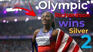 ShaCarri Richardson Wins 100m Silver at Paris 2024 Olympics  Olympic Debut Highlights [upl. by Atirihs407]