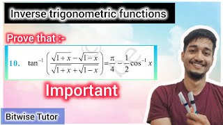 Prove that tan inverse  root 1x minus root 1x upon root 1x plus root 1x is [upl. by Asilem751]