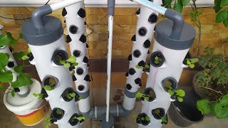 DIY  Vertical Hydroponic System using 4 Towers Part 1  hydroponic farming at home [upl. by Enialahs]