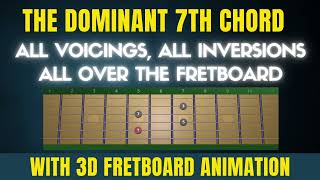 Play all Dominant 7th chord inversions all over the fretboard w 3D fretboard animation [upl. by Angelico]