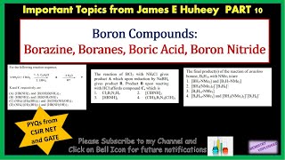 Boron Compounds Borazine Boranes Boric Acid Boron Nitride [upl. by Ardnoel11]