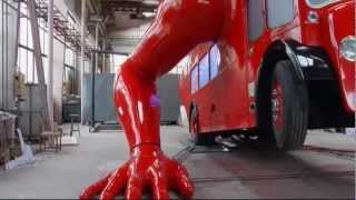 London doubledecker bus does pushups in preparation for Olympics [upl. by Haimerej]