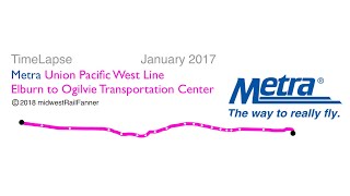 4K TimeLapse Metra Union PacificWest Elburn  Chicago OTC January 2017 [upl. by Lambart]