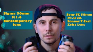 Sony FE 55mm f18 vs Sigma 56mm f14 contemporary lens [upl. by Yetnom]