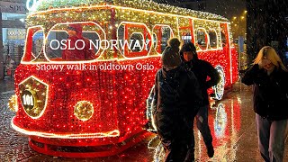 OSLO NORWAY Virtual Walking Tour🇳🇴❄️ Snowy Walk In OldTown Oslo 4K60ftp [upl. by Tnarg]