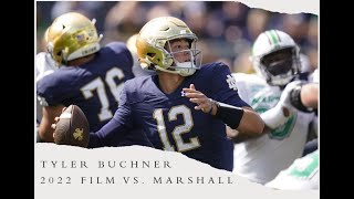 Tyler Buchner FILM BREAKDOWN Notre Dame vs Marshall 2022 [upl. by Denbrook]