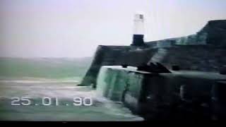 Porthcawl pier storm surge January 25th 1990 video by Colin Prosser [upl. by Latsyrcal]