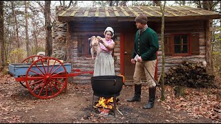 Cooking a Thanksgiving Turkey 200 Years Ago 1796 Real Historic Recipe [upl. by Ateekahs]