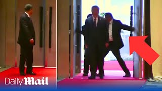 Awkward moment Xi Jinping’s aide forcefully blocked from entering BRICS summit [upl. by Reynolds936]