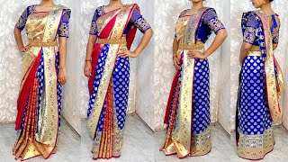 Bengali Saree Wearing StyleDraping In 3 Different StyleBengali Style Saree WearingBengali Saree [upl. by Camroc]