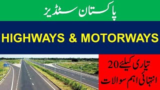 Highways And Motorways MCQs  Most Rpeated Pak Studies MCQs [upl. by Llegna]