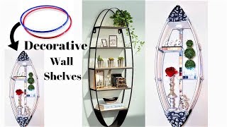 HOW TO MAKE DECORATIVE SHELVES WITH HOOPS QUICK amp EASY SHELVES Home Organization Shelves 2019 [upl. by Elynad]