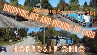 Wheeling amp Lake Erie 591 Dropping off and picking up cars Hopedale Ohio [upl. by Gerita]