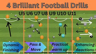 4 BRILLIANT FootballSoccer Drills  Handy for all Coaches  player improvement u7 u8 u9 u10 DRILLS [upl. by Adnek]