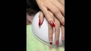 Polygel nait art nails nailartdesigns polygel nailartdesigns rednailpolish red glitternails [upl. by Festatus]