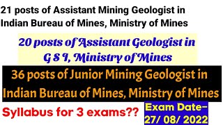 Assistant Geologist Junior Mining Geologist Assistant Mining Geologist💐GSIIBM Syllabus [upl. by Minette]