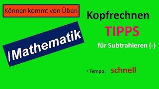 Kopfrechnen Tipps MinusRechnen 10erÜbergang schnelle Version [upl. by Gnanmos]