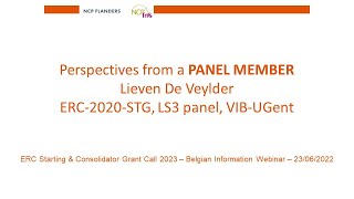 Jun 2022 – Lieven De Veylder ERC Starting grants Panel member 2020 call [upl. by Azeret]