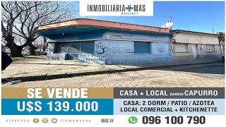 En Venta Casa  Local de 2 Dormitorios  Capurro [upl. by Enaj528]