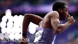 Erriyon Knighton takes top spot in mens 200m semifinal heat  Paris Olympics  NBC Sports [upl. by Marley]