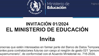 Convocatoria Docentes 021 Ministerio de Educación de Guatemala 2024 [upl. by Mareld]