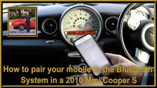 How to pair your mobile to the Bluetooth System in a 2010 Mini Cooper S [upl. by Leggett]