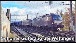 Sehr schöner Güterzug bei der Eisenbahnbrücke WettingenBaden [upl. by Aisats849]