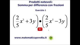 Prodotti notevoli  Somma per Differenza con frazioni  Esercizio 1 [upl. by Antrim163]