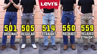 COMPLETE Guide To Levis Straight Fit Jeans  501 505 514 550 559 Comparison  Review [upl. by Unders22]