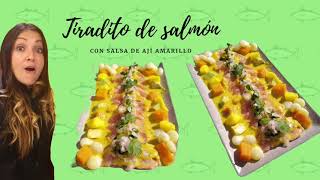 TIRADITO DE SALMÓN 😍 con salsa de ají amarillo  Receta peruana con aguacate🥑 y mango 🥭😋 [upl. by Fancie]