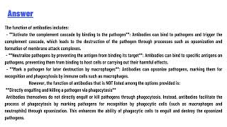 Which of the following is NOT a function of antibodies [upl. by Ahsinyar]