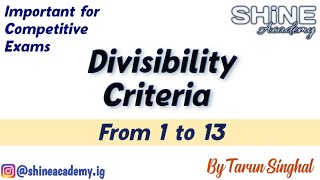 Divisibility Rules from 1 to 13  General Maths  Shine Academy [upl. by Ennayar]