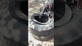 Man tyre cutting processskills shortvideos viralvideos [upl. by Ydnew]