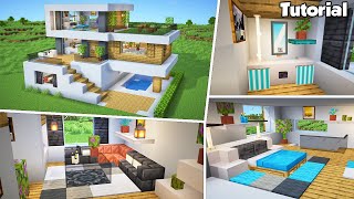 Minecraft Modern House 51 Interior Tutorial  How to Build  💡Material List in Description [upl. by Ligriv]