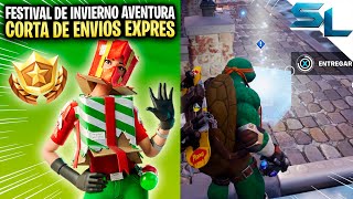 Como COMPLETAR TODAS las MISIONES DE FESTIVAL DE INVIERNO AVENTURA CORTA DE ENVÍOS EXPRÉS FORTNITE [upl. by Cirle]