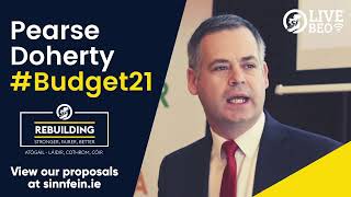 WATCH Pearse Doherty and Mairéad Farrell LIVE giving Sinn Féins response to the Budget 2021 [upl. by Rhody]