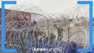 Migrants stuck between razor wire river at Texas border  NewsNation Live [upl. by Jeanie]