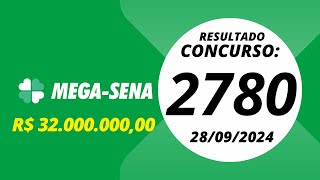 Mega Sena Resultado concurso 2780 28092024 megasena resultadomegasena2780 [upl. by Anev]