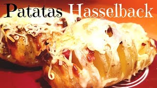 Patatas Hasselback al horno  Con queso y bacon  RECETA FÁCIL [upl. by Grearson]