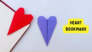 DIY Paper HEART Bookmark Paper Crafts For School  Origami Bookmark  Paper Craft  origami heart [upl. by Luckett]