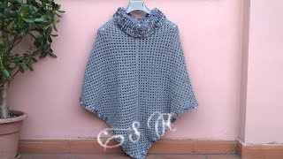 PONCHO PUNTO GRANNY CON COLLO [upl. by Zela]