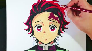 Cómo dibujar a Tanjiro Kamado con Lápices de Colores  Kimetsu no Yaiba  Demon Slayer [upl. by Lian]