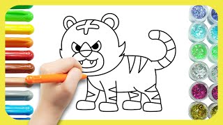 Drawing a Tiger  Growl Super Tiger  Glitter Drawing for kids  Play amp Learn★TidiKids [upl. by Ozkum]