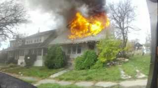 House fire Florence st Highland Park Fire dept helmet cam [upl. by Saval]