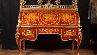 French Louis XV Bureau Du Roi Roll Top Desk [upl. by Eenwahs]