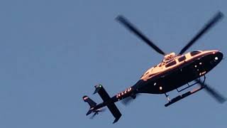 NYPD Helicopter Flying Over Verrazano Narrows Bridge Staten Island New York Before 2023 Marathon [upl. by Hsirrehc]