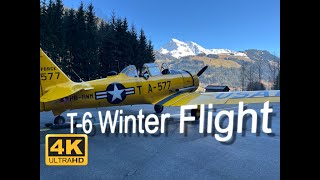 Warbird North American Aviation T6J Texan Mark4 Winter Flight in the Swiss Alps [upl. by Adniroc]