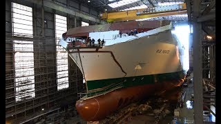 4K  Irish Ferries Newbuild WBYEATS Naming  Launching Ceremomy at FSG Flensburg [upl. by Nayve536]