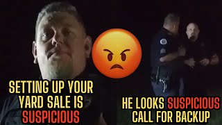 Cop Interrogates A Man for Setting Up His Yard Sale Early in the Morning [upl. by Hsejar]