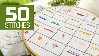 50 Hand Embroidery Stitches Beginners Tutorials by HandiWorks [upl. by Senior]